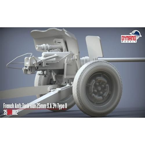Dynamo Models 1/35 French Hotchkiss 25mm S.A. 34 Type 2 Anti-Tank Gun Plastic Model DYN35DM002
