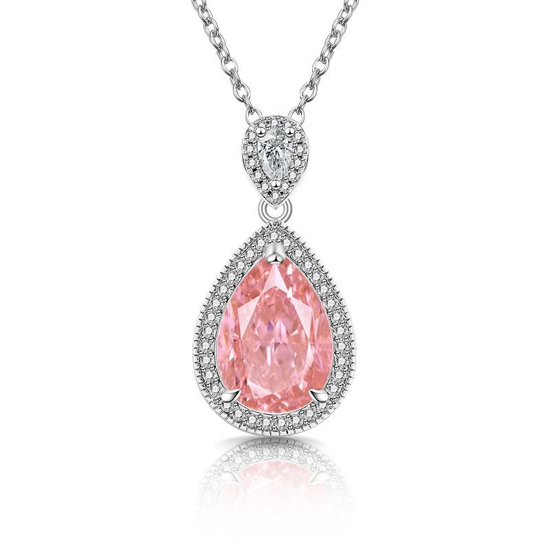 Fashionable Waterdrop Necklace High Carbon Diamond Zircon Ice Cut Necklace for Female Clavicle Chain Engagement Gift