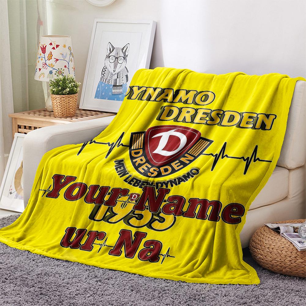 1 Stück Dynamo Dresden Benutzerdefinierter Name Gemustert Flanell Decke Geeignet Für Alle Jahreszeiten Für Heimdekoration Wärme Und Komfort Geschenke Feiertagsgeschenk