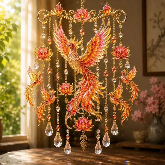 Carillon DYS Hummingbird, Carillon per Esterno, Carillon Sun Catcher in Vetro Colorato e Cristallo, Decorazioni Colorate per Giardino Esterno, Commemorativo