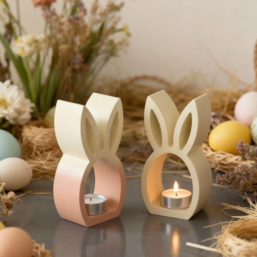Reusable Easter Rabbit Mold Hollow Tea Light Cup Holder Egg Silicone Mold  Easter Decoration