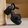 Fashion 9CM Fish Mouth Women'S High Heel Breathable Network Block High Heels Sandals Women Summer Chunky Platform Shoes Office Model