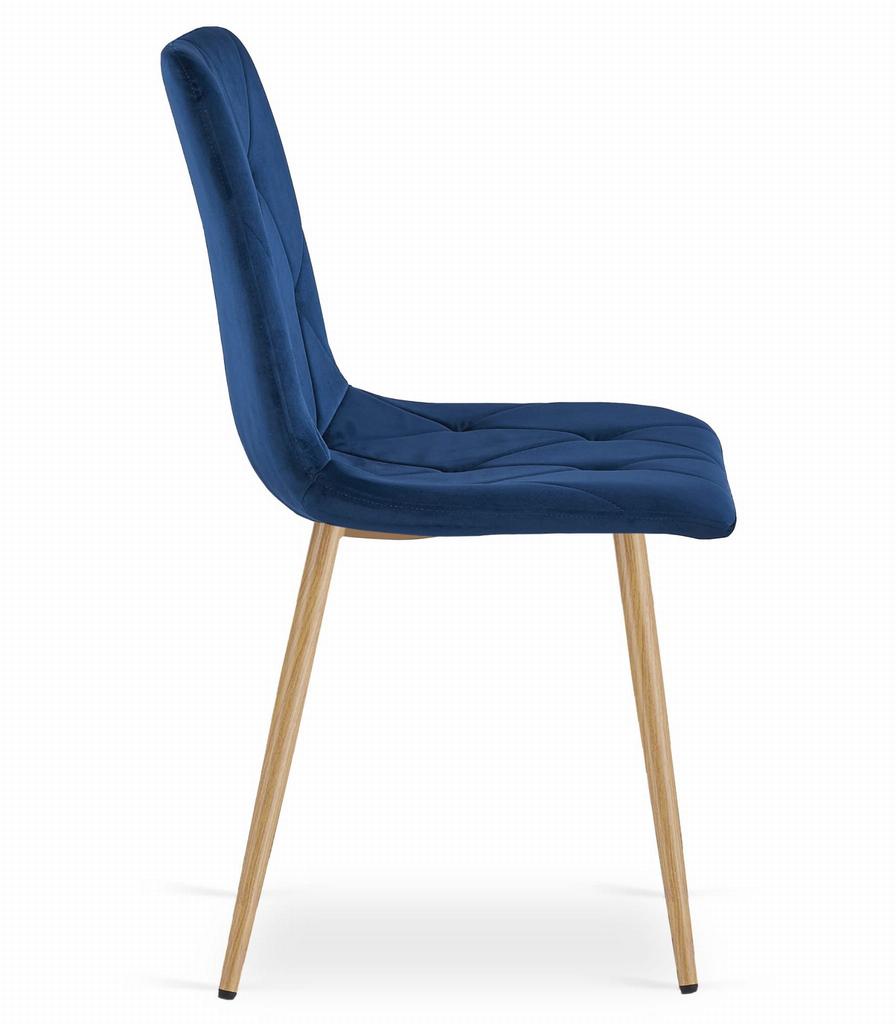 LIBRA Chair - Navy Blue Velvet / Wood-colored Legs X 1