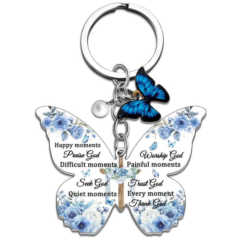 Butterfly Keychain With All Things Are Possible Verse Inspirational Religious Gift For Women Car Keys Bag Purse Accessory