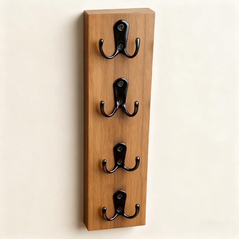 Vertical Wall Mounted Key Holder Space Saving Hanger Wood Key Rack with Hook Decorative Farmhouse Hanger Enduring