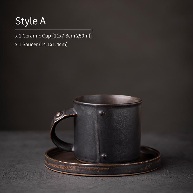 

Набор японских керамических кофейных чашек и блюдец 250 мл Простая креативная кружка A