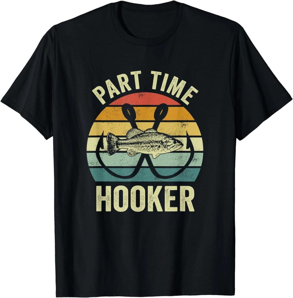 Part Time Hooker Retro Sunset Fish and Hook Funny Gift Unisex T-Shirt