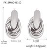 Qiong Yao Fashion 18K Gold-Plated Circle Line Ear Studs - Niche Design, Light Luxury Stainless Steel for Women