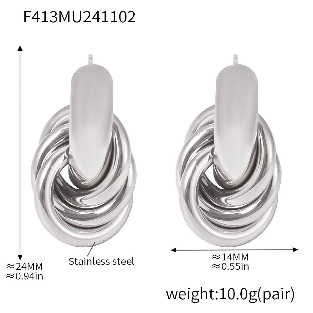 Qiong Yao Fashion 18K Gold-Plated Circle Line Ear Studs - Niche Design, Light Luxury Stainless Steel for Women