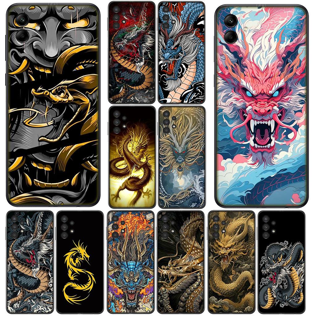 Black Dragon Chinese Loong Cover for Motorola Moto G82 G20 G22 G23 G32 G9 G8 G7 Power Plus G41 G52 G30 G71 E22 E13 E20 E32 Case