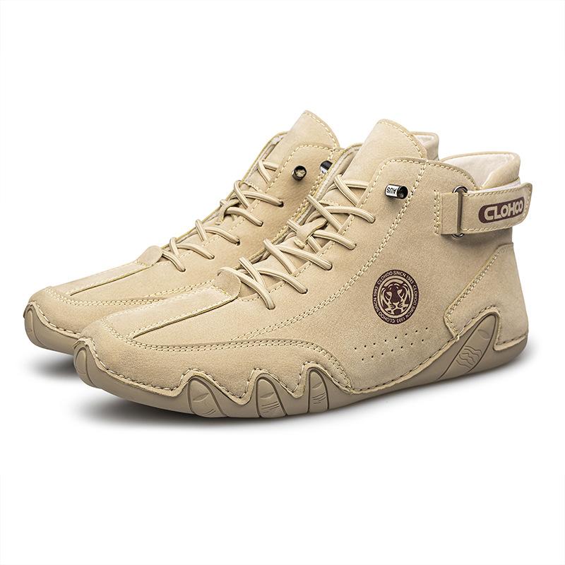 

Men s Ankle Boots Fashion High Top Sneakers High Quality Leather Casual Shoes Comfort Soft Sole Driving Shoes Big Size Men Shoes 39 хаки