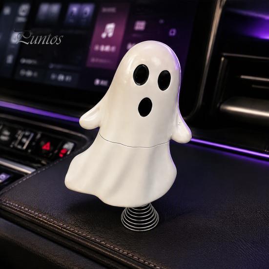 Cute Room Decor Ghost Night Light with Spring Base, USB Powered Mini Spooky Halloween Funny Bedroom Tree Topper LED for Party, Office Desk, Home