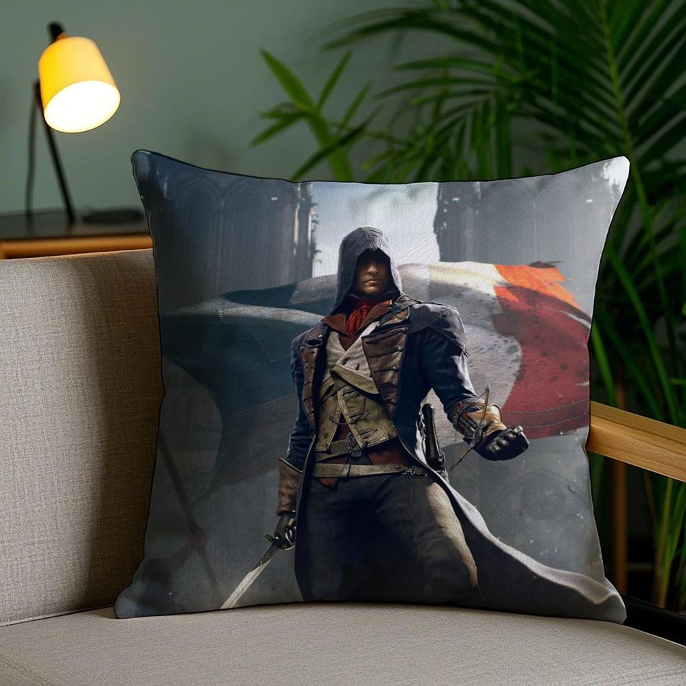 A-Assassins Creeds Cushion Cover Soft Short Plush Double-Sided Printing Home Decor Machine Washable Pillow Case Gift