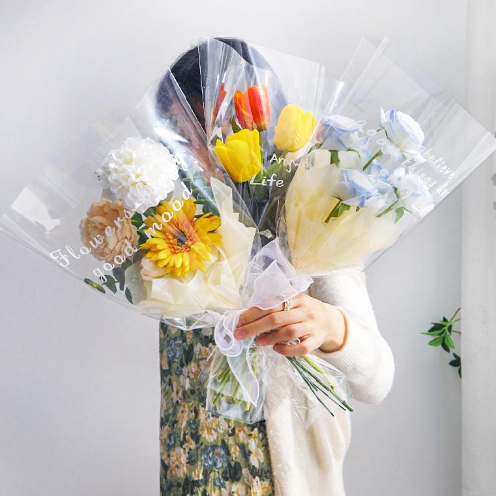 

50Pcs Transparent Flower Wrapping Bag DIY Rose Packaging Materials Valentine s Day D