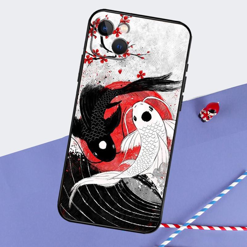 Koi Carp Fish Yin Yang Phone Case For iPhone 16 Pro Max 12 13 Mini 11 14 15 Pro Max XR 15 16 Plus 16e Back Cover