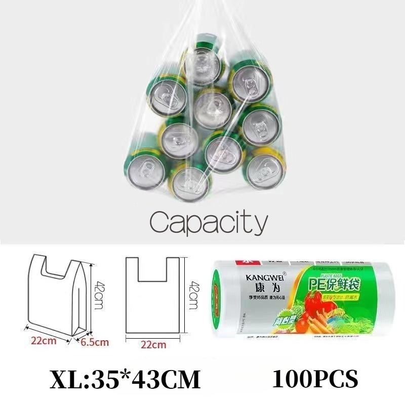100PCS 3 Sizes Food Storage Bags with Handle Keep Fresh Transpare Roll Fresh-keeping Plastic Bags of Vacuum Food Saver Bag