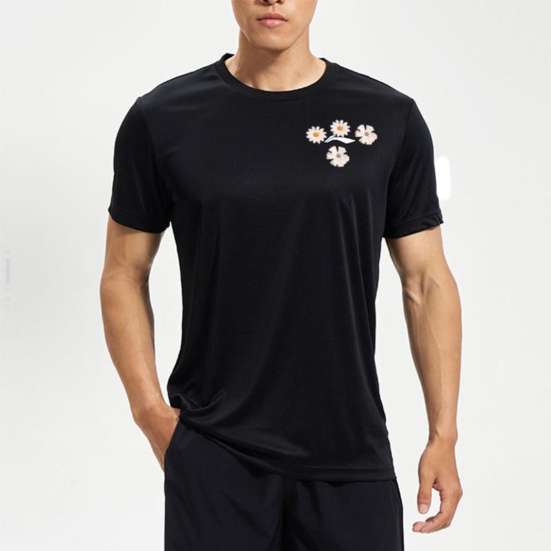 LiNing Customizable Training Series Solid Color Breathable Short Sleeve T-Shirt Unisex Tops Black AHST575-1((TEAM702-3.4.7))