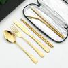 8Pcs Tableware Set Stainless Steel Spoon Fork Chopsticks Straw Cleaning Brush with Storage Case for Eco Friendly Outdoor Lunch