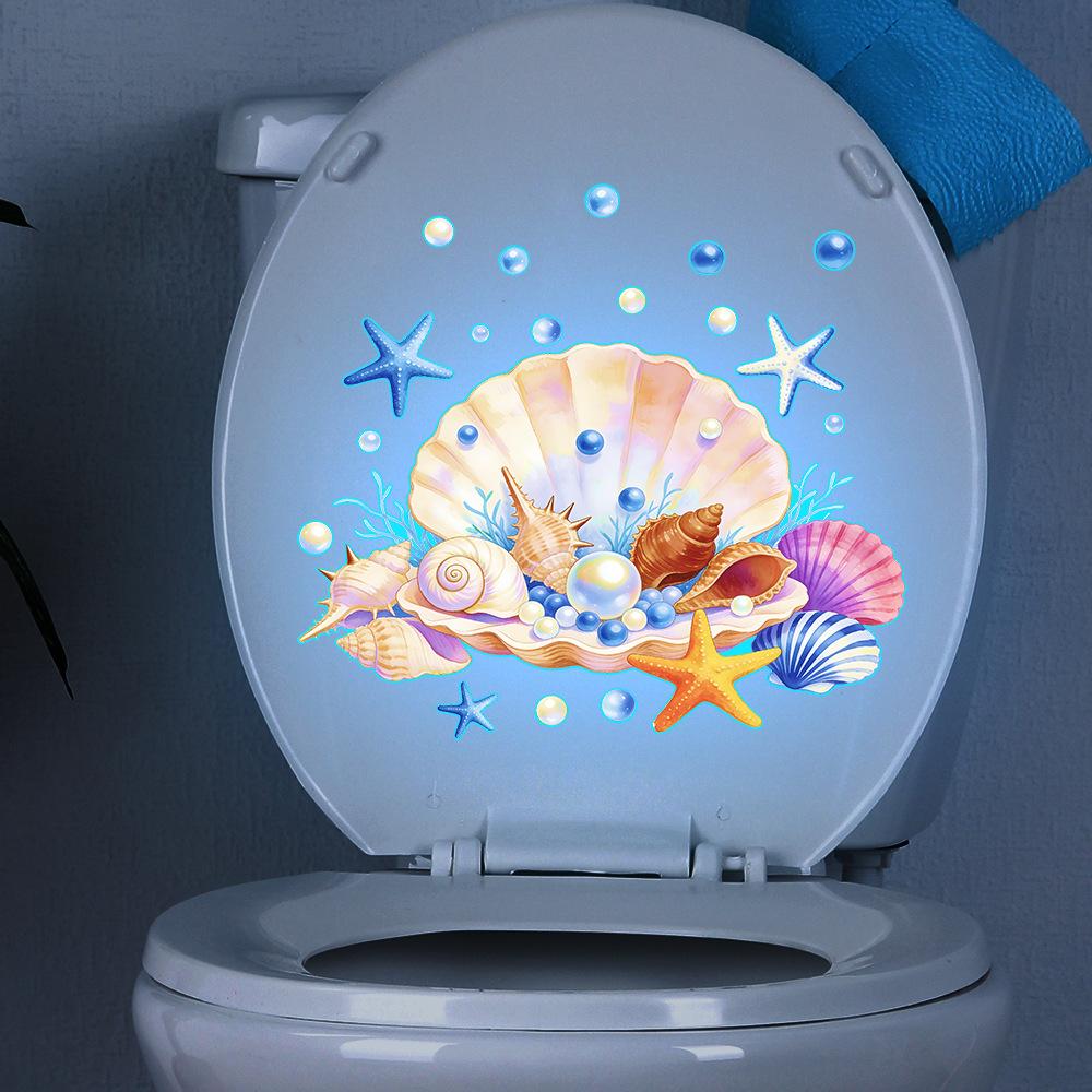 Painted Underwater World Shell Coral Bathroom Toilet Night Light Sticker