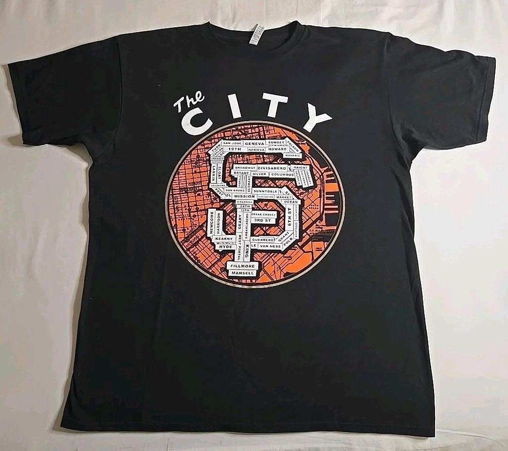 

San Francisco Giants The City Graphic Print T-Shirt Solid Black Size XL 2XL