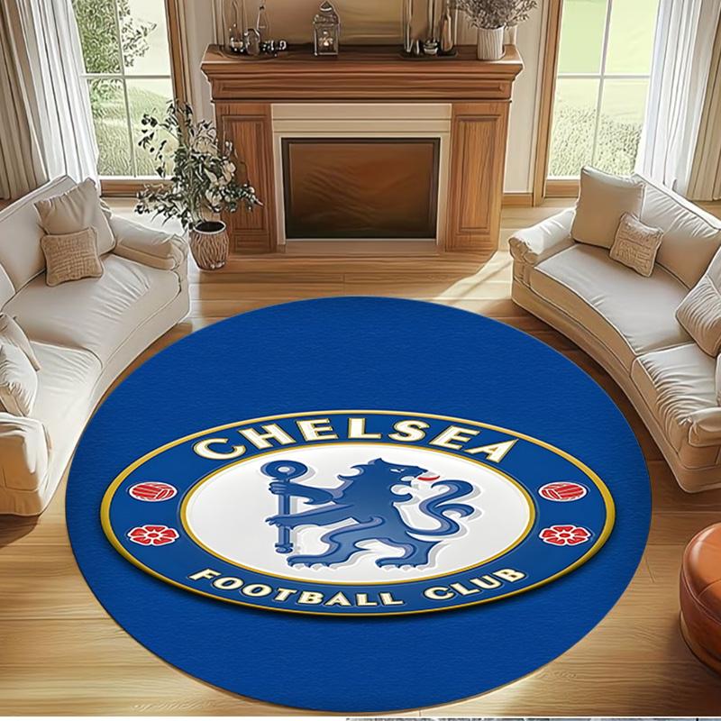 Chelsea F.C Print Round Rug, Washable Floor Carpet, For Entryway Dorm Laundry Room Office Study, Home Decor Birthday Christmas Gift