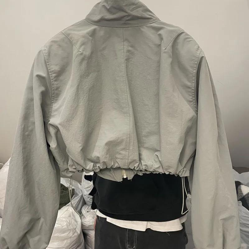Summer Vintage Sunscreen Jacket Women's Windbreaker Cropped Jackets Harajuku Oversized Streetwear Long Sleeve Female Elegant Top