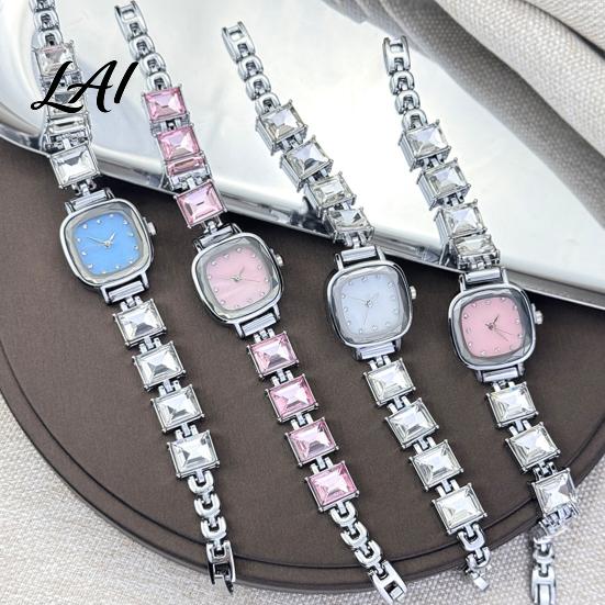 Rhinestone Band Ladies Watch Square Dial Women Bracelet Watch Luxury Strap Analog Daily Casual Wear Wrist Fashion Accessories