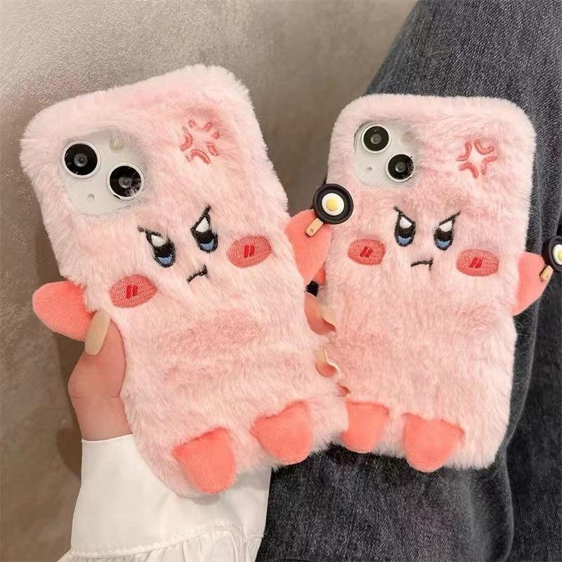 Autumn and winter plush Kirby For iPhone15promax For Apple 16 mobile phone case 14 cartoon xr/xsmax soft 13