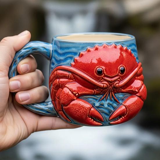325ml Hrnek na kávu s 3D mořskými živočichy Ručně vyráběný pryskyřičný hrnek se skulpturou velryby/delfína/žraloka/želvy Nádobí s mořskou tématikou pro milovníka moře jako dárek