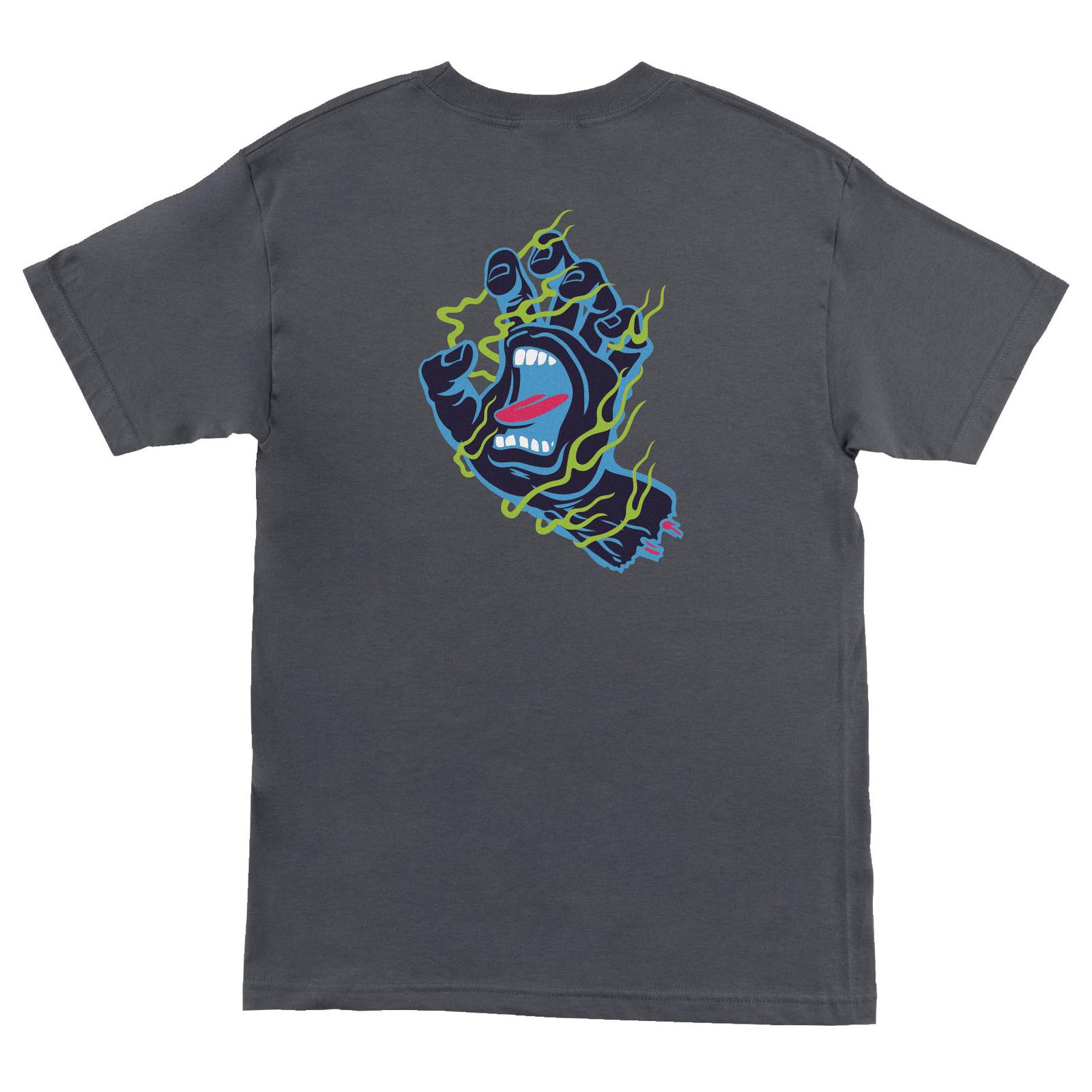 Santa Cruz SCREAMING INFERNO HAND Skateboard T Shirt CHARCOAL S