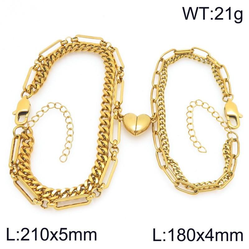 Magnetic Couple Bracelets Gold Color Lock and Key Design Stainless Steel Matching Bracelets for Boyfriend Girlfriend Valentin