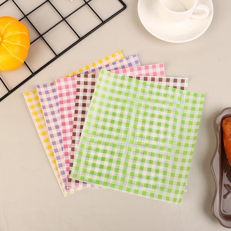 50Pcs Food Waxed Paper Oil-Proof Wax Paper Bread Sandwich Burger Fries Macarons Packaging Kitchen Baking Tool Packaging Decor