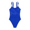 Women Sexy Monokini Sling Sleeveless Tassel Decor Swimsuit Mesh Splicing Backless Design One-piece Bikini