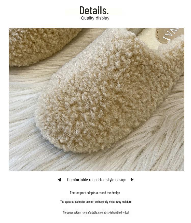 2025 Women's Lambswool Furry Flat Slippers: Cozy Autumn/Winter Casual Footwear