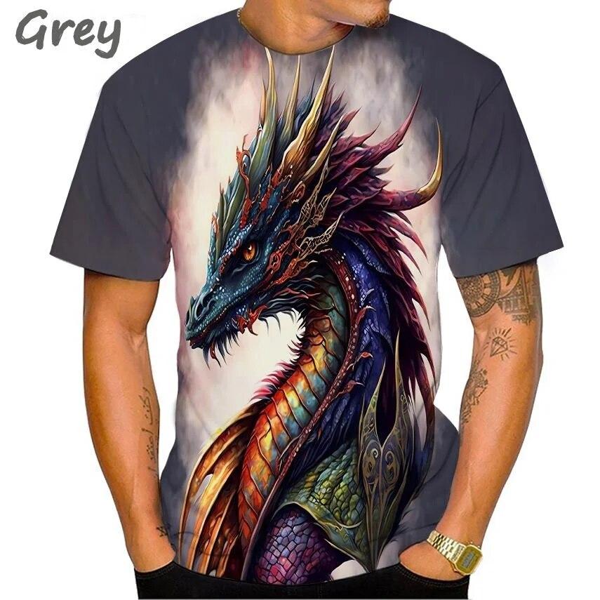 Cool Fashion Dragon 3D Printing T Shirt Casual Cartoon Anime Short Sleeve Tee