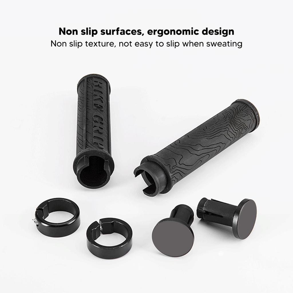 2 Pcs Handlebar Grips Shockproof Anti Slip Texture Soft Comfortable Black Mountain Bike Grips for Many Standard Bikes