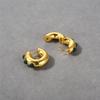 Orecchino a Cerchio Placcato Oro 18K Reale con Intarsio di Malachite Moda Personalità Tendenza Semplice Temperamento Orecchini Donna