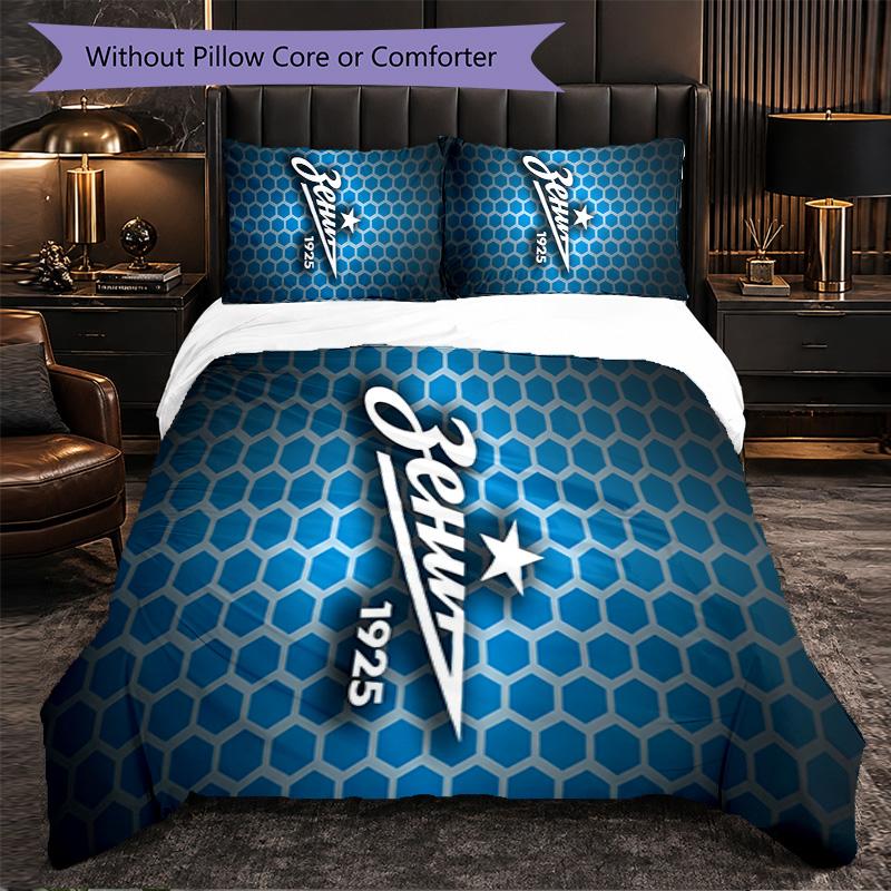 FC Zenit Saint Petersburg 3 Piece Bedding Set Soft Duvet Cover Set with Pillowcases Printed Bedroom Decor Set for Home