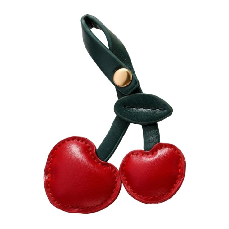 Cherry Bag Pendant Keyring for Ladies PU Leather Fruit Shape Key Ring Jewelry Stylish Decoration for Phones and Wallets
