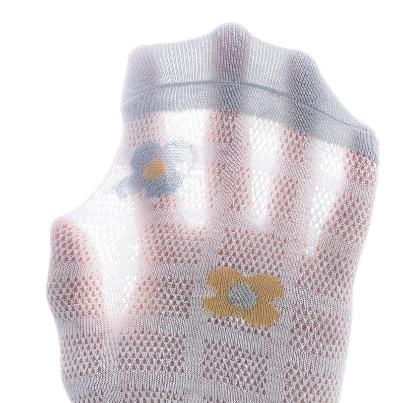 5/10 Pairs Comfortable Casual Spring Summer Socks for Women Mesh Lace Up Glass Silk Boat Socks Low Top Open Toe Breathable Short Socks