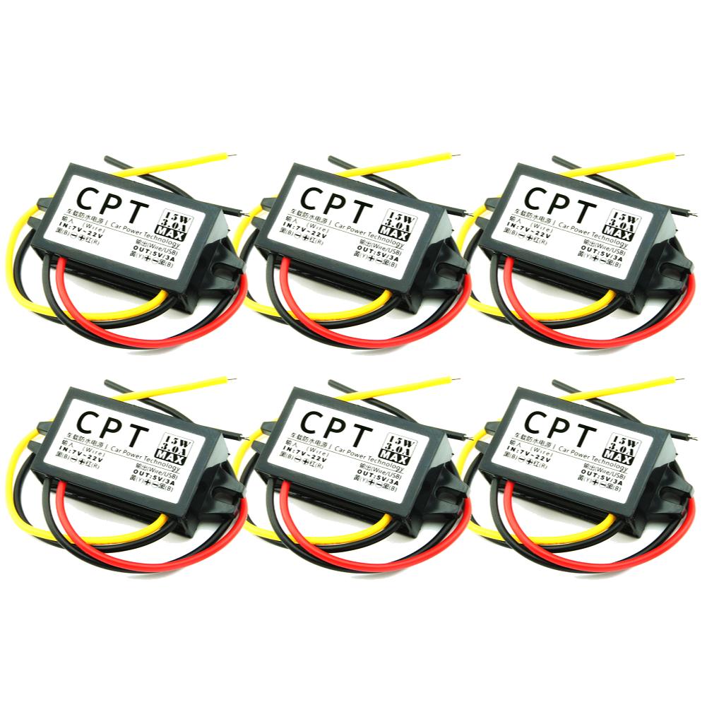 10-1PCS 12V To 5V DC To DC Converter 3A 15W Car Step Down Buck Converter Direct Current Converter for Vehicle Car Truck Volt