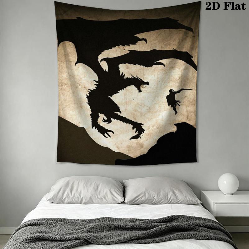 Skyrim Wall Tapestry Aesthetic Wall Hanging Printed Fabric Blanket Decorative Tapestries for Bedroom Living Room Home Decor