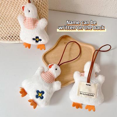 Porte-clés en peluche avec pendentif en forme d'oie blanche, mignon et mignon, anti-perte, décoration pour sac