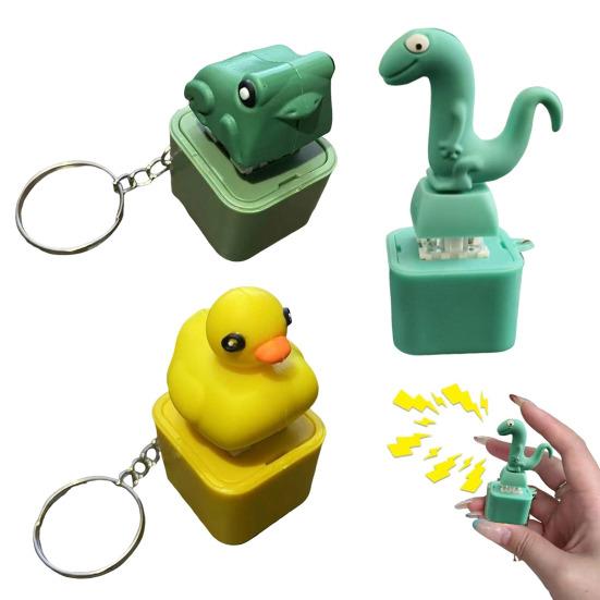 Lizard Button Keychain Fidget Toy with Sound LED Lights Stress Anxiety Relief Frog Keyboard
