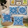 Blau-Weiße Florale Fliesen Kissenbezüge, Marokkanische Damast Dekorative Überwurf-Kissenbezüge, Boho Wohnkultur Für Sofa Bett, Ohne Füllung