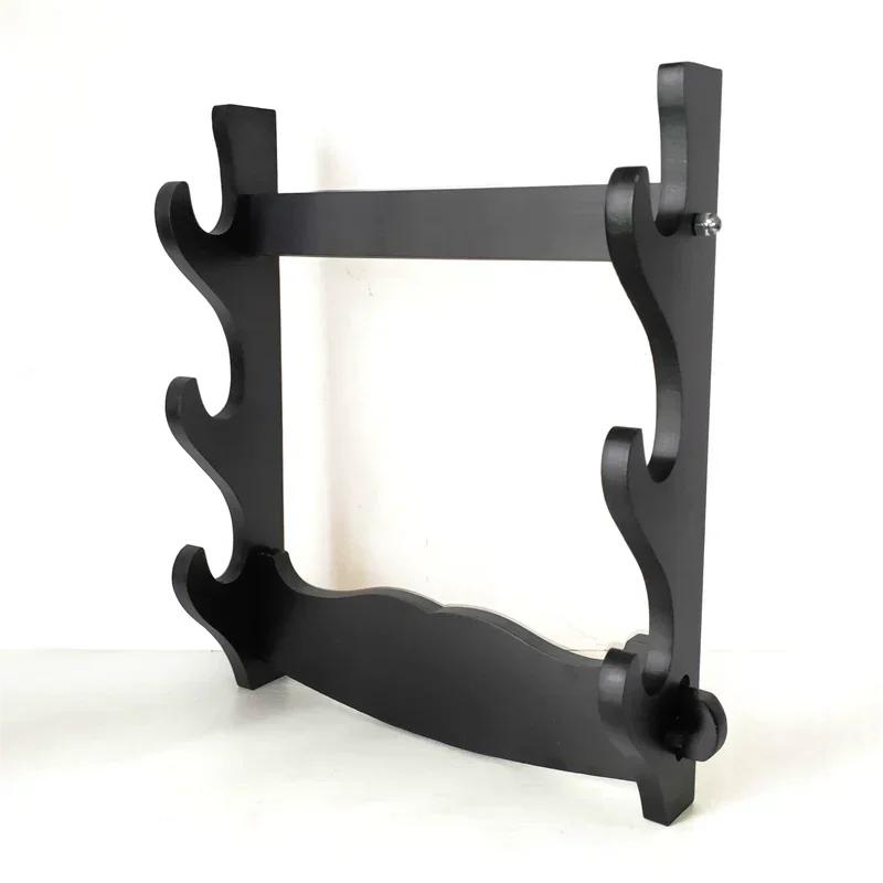 1/2/3 Tiers Wall Mount Sword Stand Black Brown Japanese Katana Holder Samurai Sword Knife Display Stand Living Room Decoration