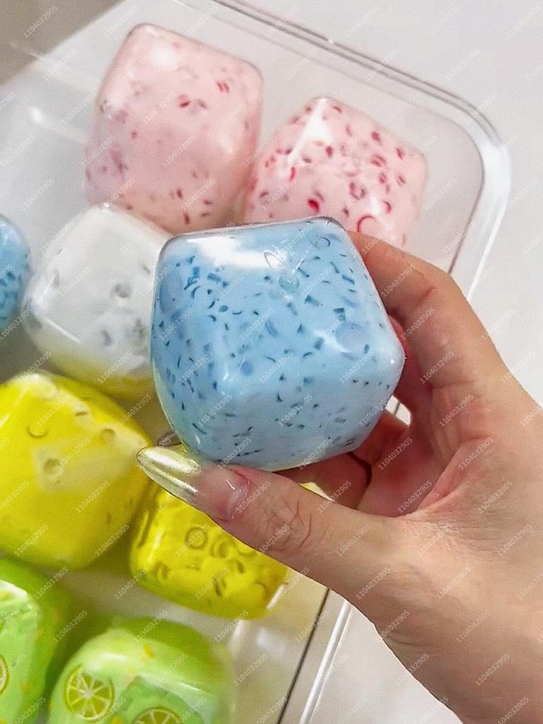 Crunchy Freeze-Dried Yogurt Cubes Stress Ball Squishy Toys Yogurt Squeeze Ball Asmr Sensory Stress Relief Fidget Toys For Adults