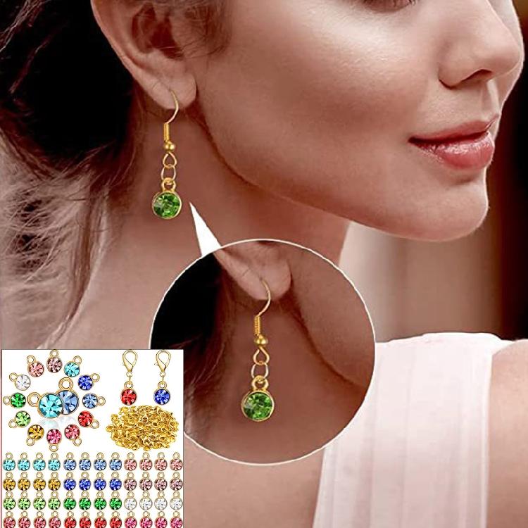 180 Pcs Crystal Birthstone Charms Jewelry Making Beads Pendants with Jump Rings