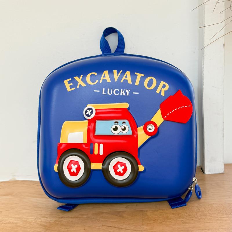 Playful And Stylish Childrens Backpack With Excavator Print Soft Oxford Fabric For Boys And Girls