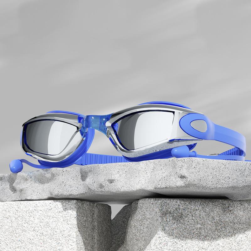 

Профессиональные очки для плавания с берушами для взрослых, противотуманные линзы с защитой от ультрафиолета, для мужчин и женщин, водонепроницаемые, регулируемые, силиконовые очки